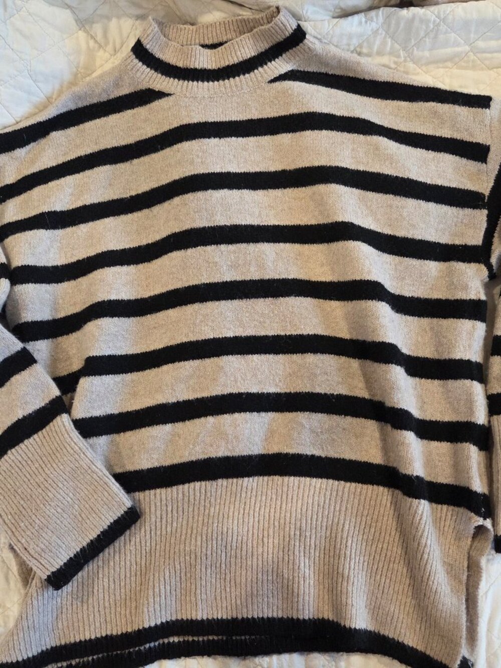 Black and Tan Cozy Striped Sweater - S/M